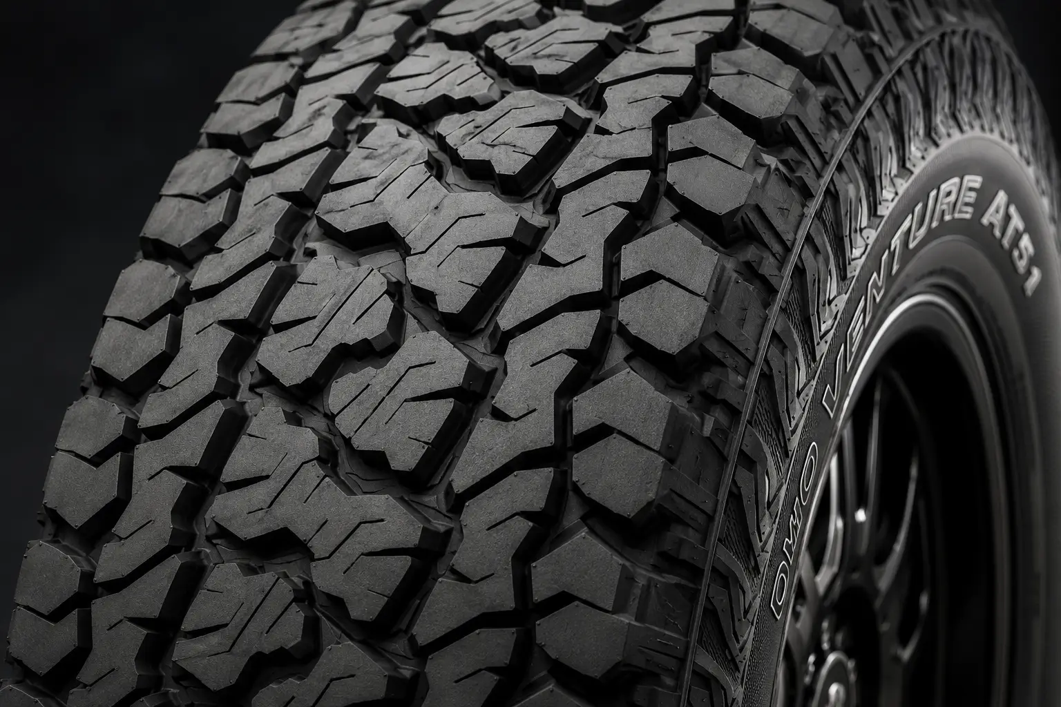 Close up of the Kumho Road Venture AT51 tread pattern